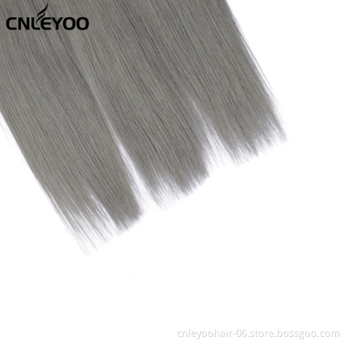 18 Inch Grey Human Hair Extension  For Women 18 inch 3 pcs hair bundle Colorful Human Hair for Beauty